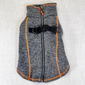Dress Your Pet With Love Gray Fleece Dog Sweater Vest Harness‎ Zipper Large NEW